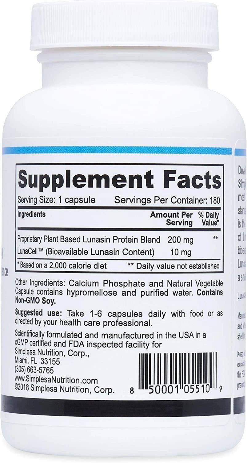 SIMPLESA NUTRITION- LunaCell- Advanced Lunasin Technology with Superior ...